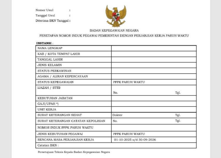 Badan Kepegawaian Negara Rilis Panduan Penetapan NIP PPPK Paruh Waktu: Target September 2025